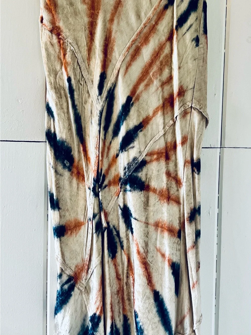 Free People Tie-Dye Maxi Skirt in Cream, Black, Rust
